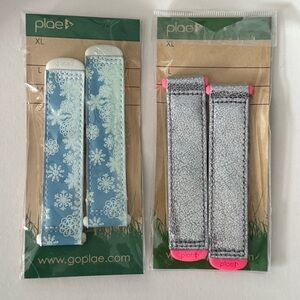 2 Pairs of Childrens Plae Spare Shoe Straps Wonderland Winter & Silver Medium